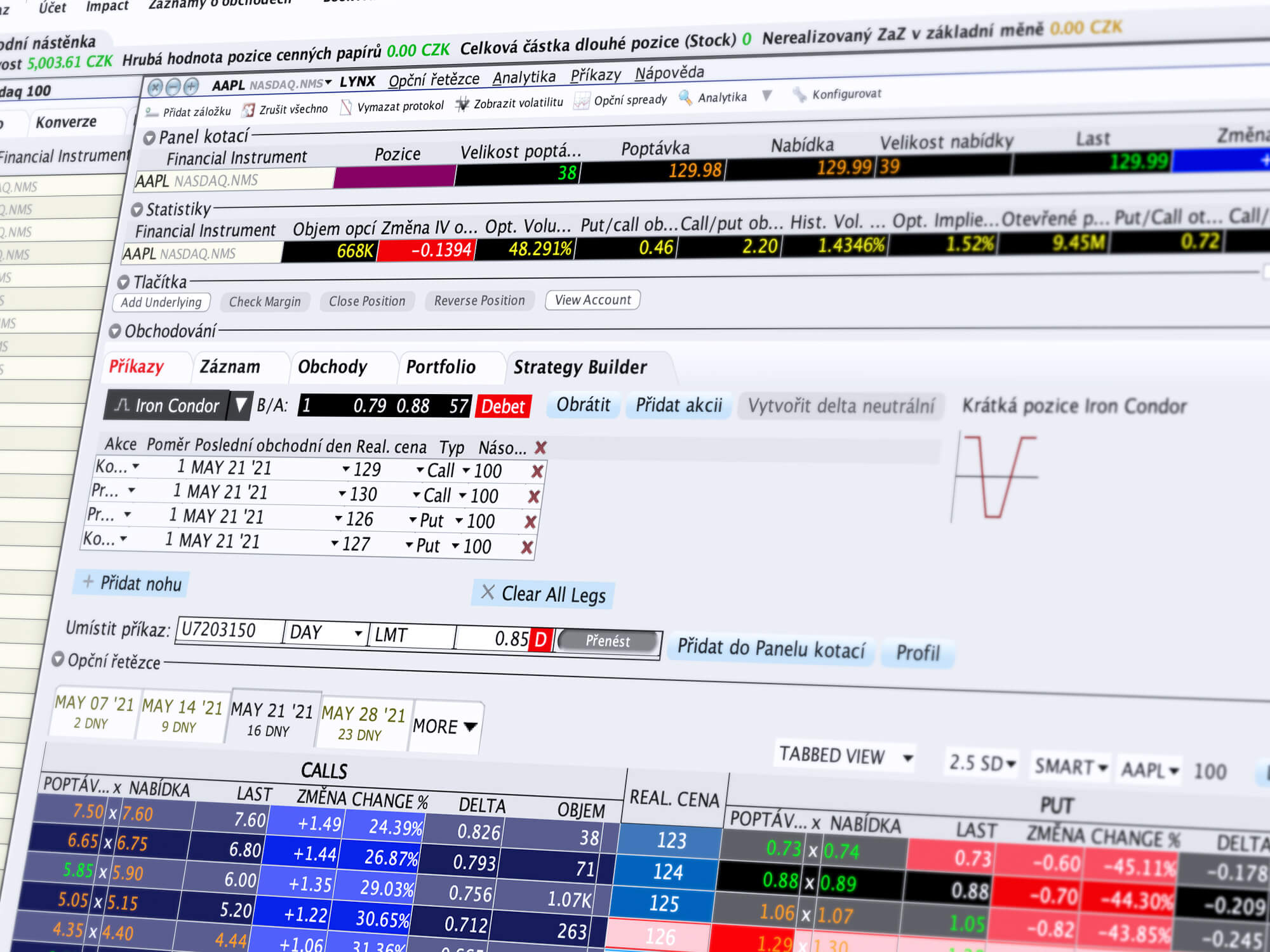 Ukážka obchodovania v nástroji OptionTrader a tvorby úspešných stratégií